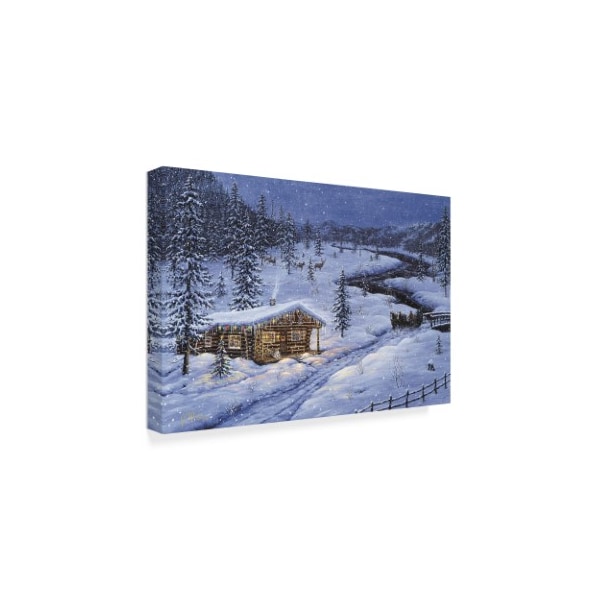 Jeff Tift 'Winter Cabin' Canvas Art,22x32